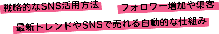 戦略的なSNS活用方法　フォロワー増加や集客　最新トレンドやSNSで売れる自動的な仕組み