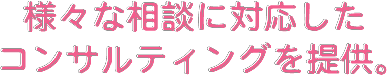 様々な相談に対応したコンサルティングを提供。