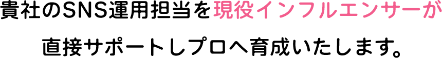 貴社のSNS運用担当を現役インフルエンサーが直接サポートしプロへ育成いたします